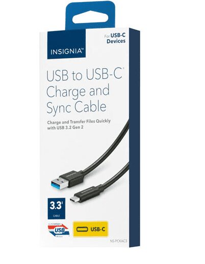 Câble USB-A/USB-C 3.2 Superspeed+ (2e gén) de 1 m (3,3 pi) d'Insignia