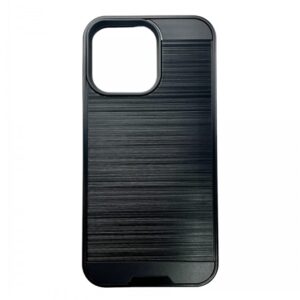 Étui fin et élégant en métal avec brosse pour iPhone 15 Pro Max - Black