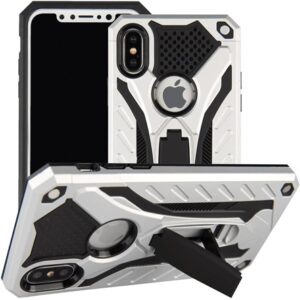 Armure blindée avec Support Pliable for Coque iPhone X/Xs -Silver *k