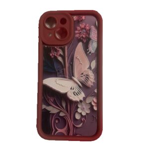 Cover Etui Coque de téléphone graphique imprimé 3d papillon , dos en silicone pour Iphone 15