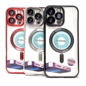 Chrome Edge Magnet RING Silicone Case For iPhone 16 Pro Max