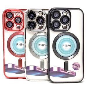 Chrome Edge Magnet RING Silicone Case For iPhone 16 Pro