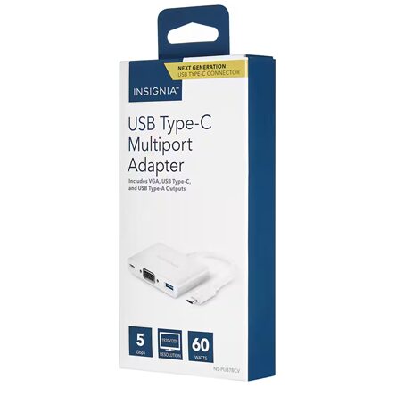 Insignia™ - USB Type-C to VGA Multiport Adapter - White