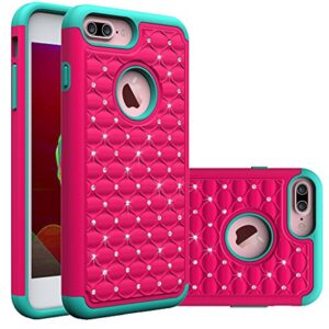 Studded Rhinestone Crystal Bling Hybrid Armor Case Cover for iPhone 7P/8P *k
